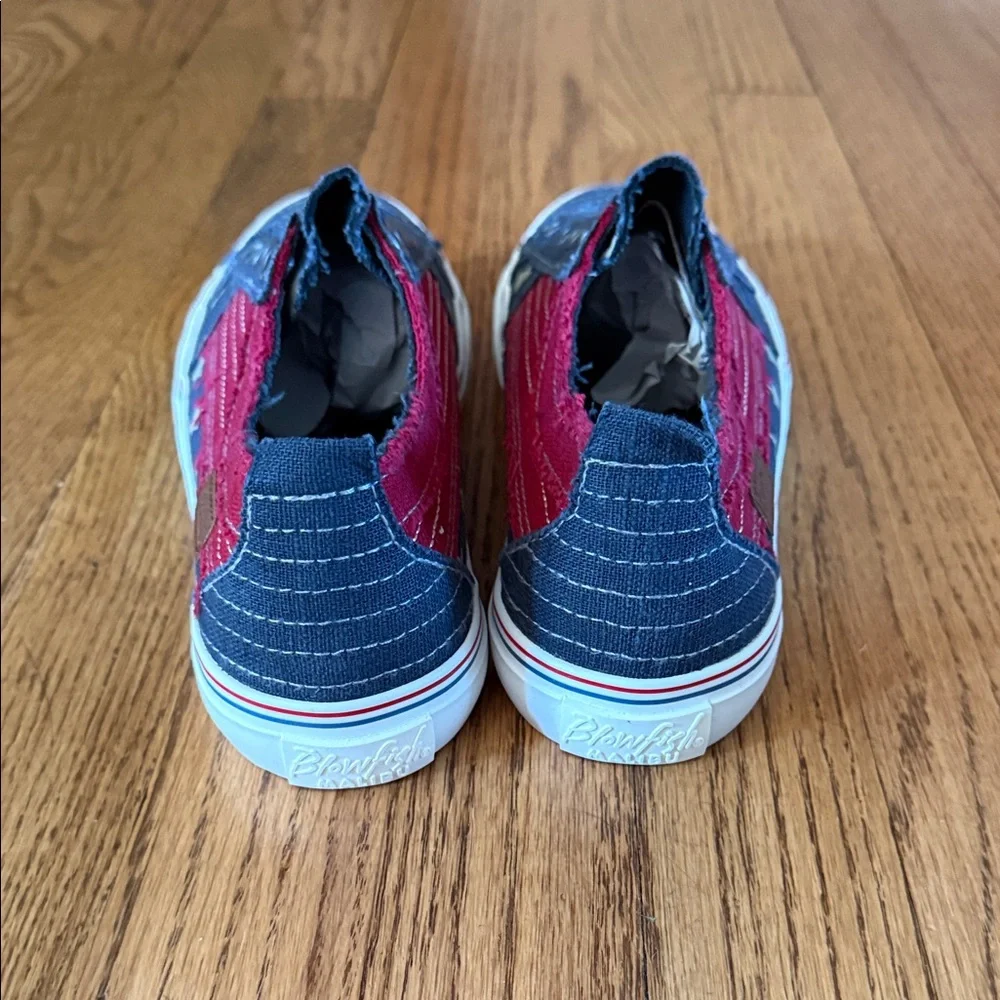 Blowfish Red and Navy Star Canvas Slip-On Sneakers